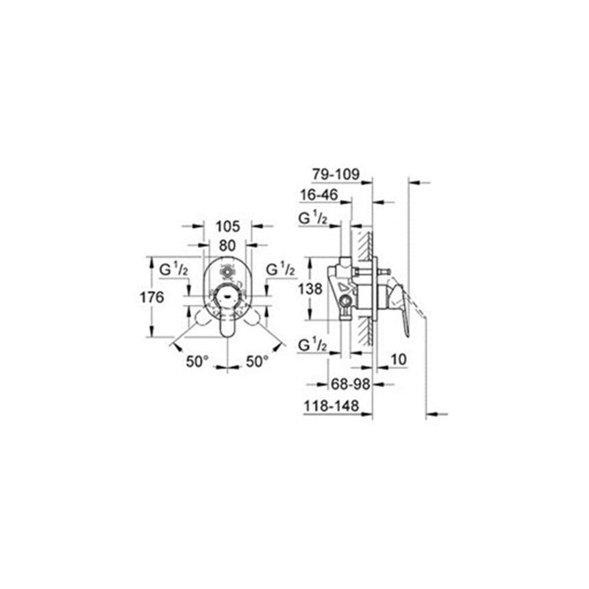 Grohe BauEdge Concealed Bath and Shower Mixer Series 29039000 Plumbing Supplier Malaysia